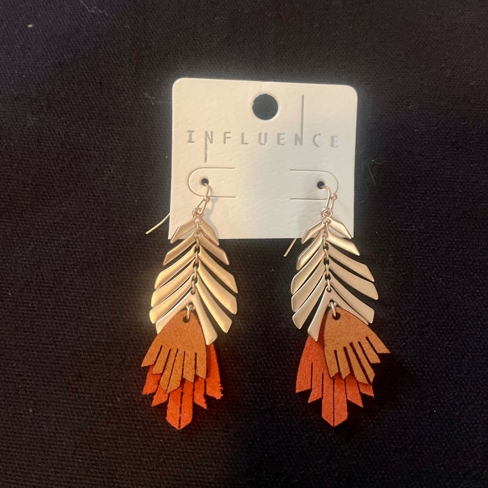 NWT Gold, Tan, and Orange Leaf Earrings